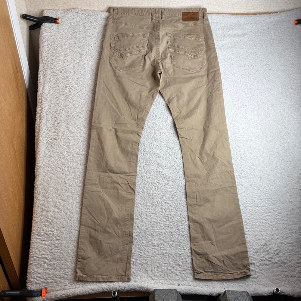 BKE Casuals Jake Straight Khaki Pants Mens 34XL (34x35) Tan Distressed Pockets